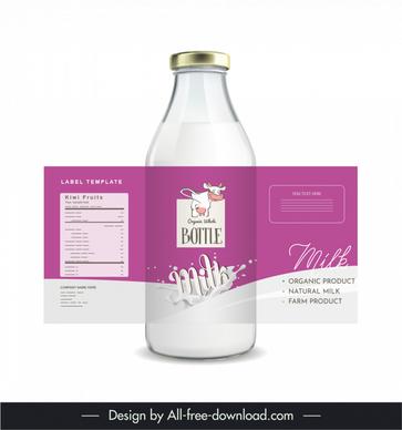 milk bottle packaging template cute cartoon cow splashing liquid