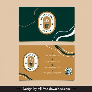 milk tea business card templates flat classical curves cup sketch