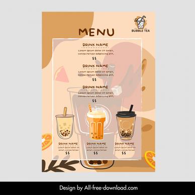  milk tea menu template flat elegant decor