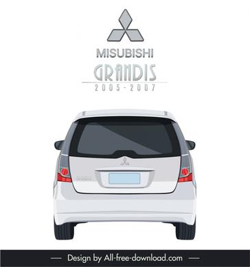 mitsubishi grandis 2005 2007 car model icon flat modern symmetric back view sketch