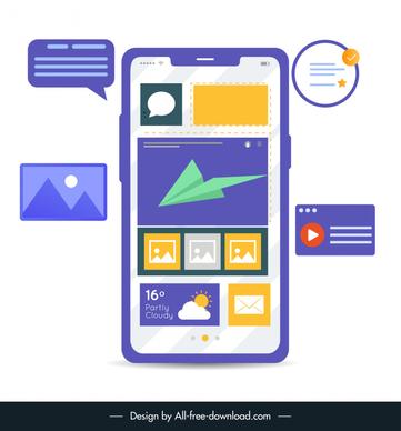 mobile app development services advertising template flat modern smartphone app icons sketch