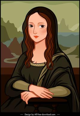 mona lisa portrait painting classical handdrawn cartoon sketch