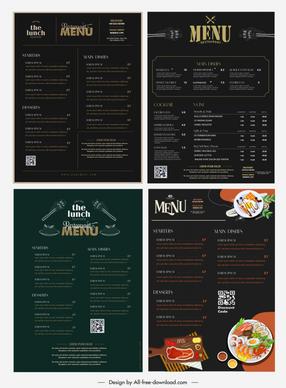 moody food restaurant menu template modern dark elegance