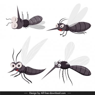 mosquito icons funny cartoon sketch