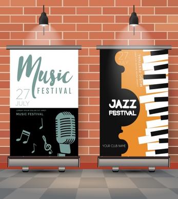 music festival templates instruments icons vertical decor
