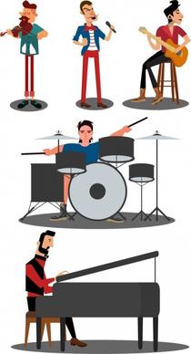 musical profession icons violinist singer guitarist drummer pianist