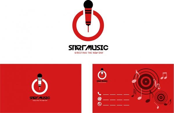 name card design red music symbols decoration