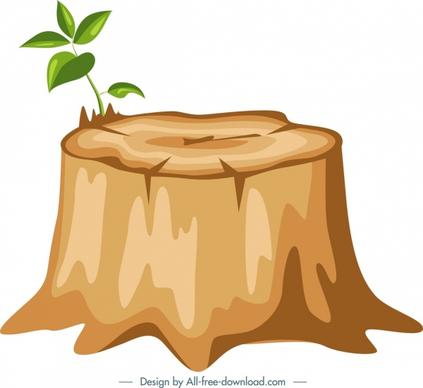 nature background cut stump icon colored design