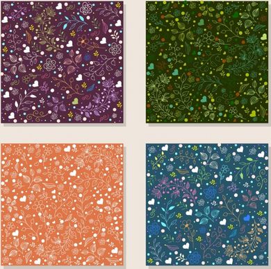 nature background sets multicolored sketch flower leaf decor