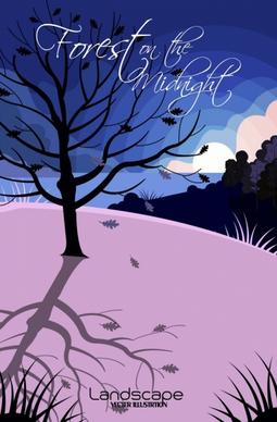 nature landscape background tree sunset icon