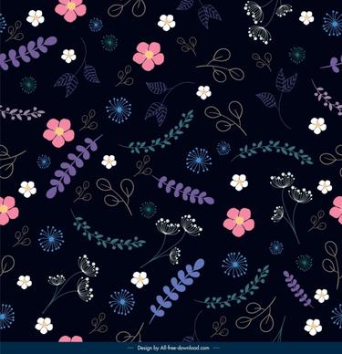 nature pattern flower leaf decor dark colorful design