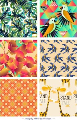 nature pattern templates leaf flower parrot fish giraffe decor