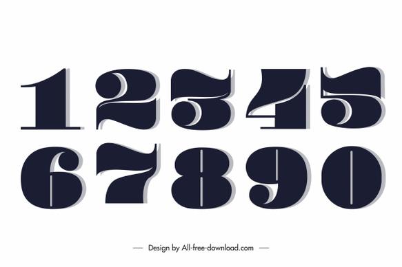 numeral icons flat dark black design
