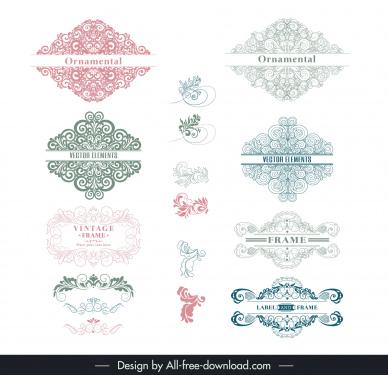 ornate vintage design elements classical symmetric curves shapes