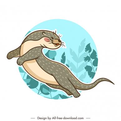otter species icon classical handdrawn sketch