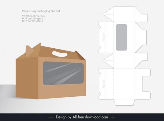 paper box packaging design elements flat 3d mockup and die cut outline modern design 