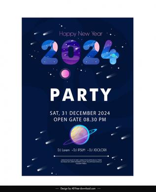 party 2024 banner template elegant dark space elements