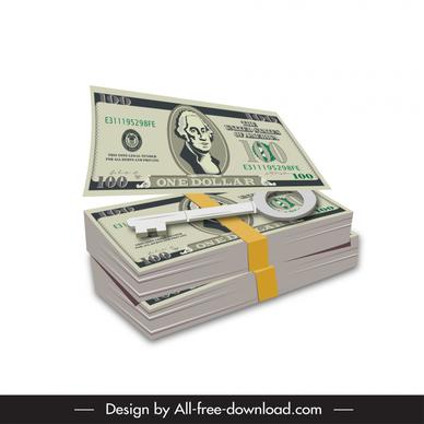 payment design elements dollar key 3d sketch