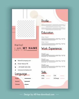 personal cv template elegant bright modern flat design