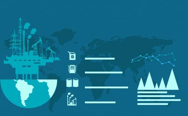 petro industrial background design symbols elements vignette style