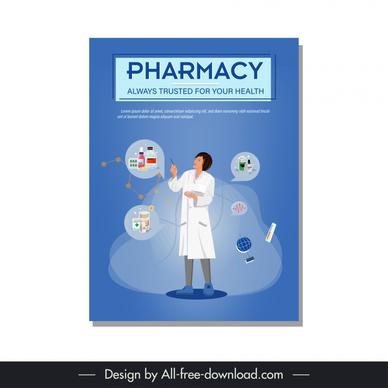 pharmacy poster template female doctor medical elements decor