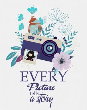 photography advertising camera flower decor retro design