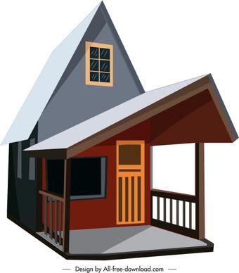 private house template sharpened roof colored 3d sketch