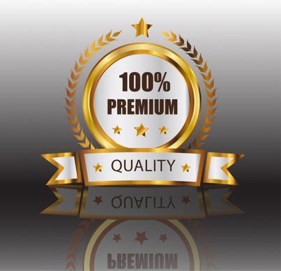 quality assurance label shiny golden decor 3d design