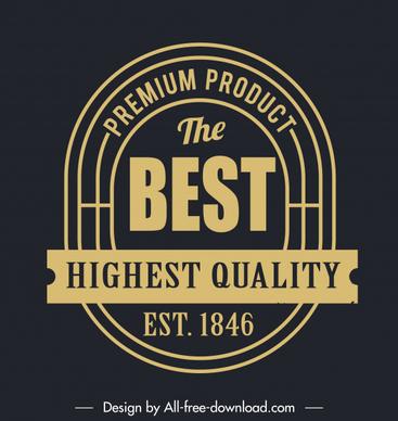 quality badge template elegant flat retro rounded shape