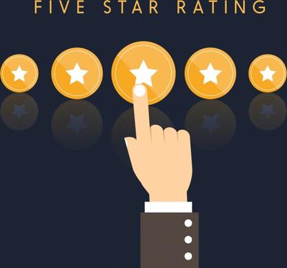 quality banner finger pressing star buttons shiny decor