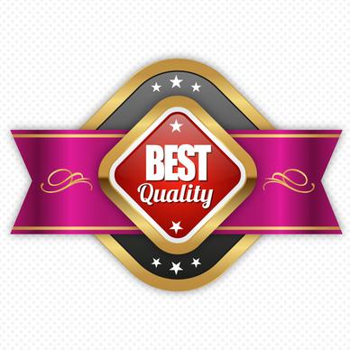 quality guarantee lable design on hexagon and ribbon