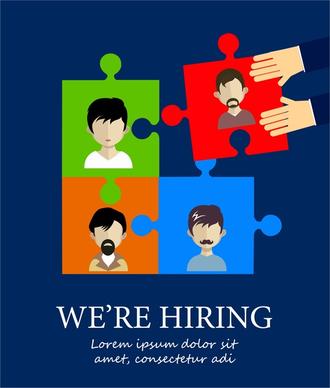 recruitment banner design with puzzle joints