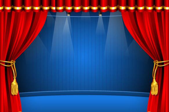 red curtain elements vector background