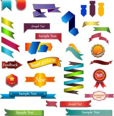 ribbon banner tag badge label collection
