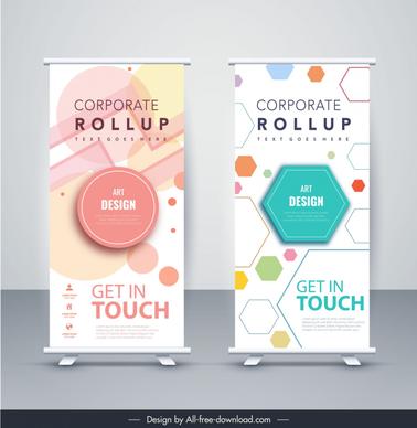 roll up banner template elegant geometric lines decor