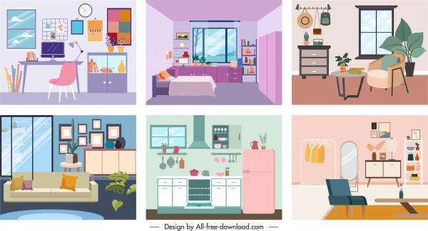 room decor templates colorful classic contemporary sketch