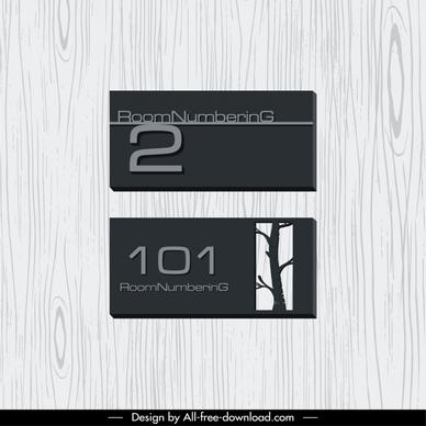 room number sign template flat dark tree plain