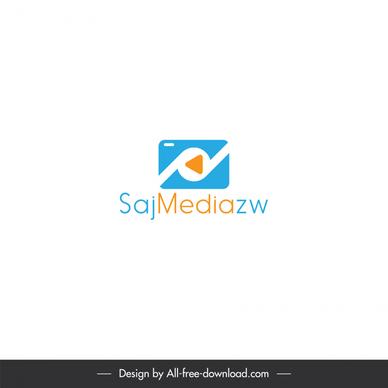 sajmediazw logo flat geometry texts play button sketch