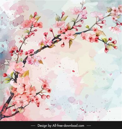  sakura painting background elegant classic watercolor