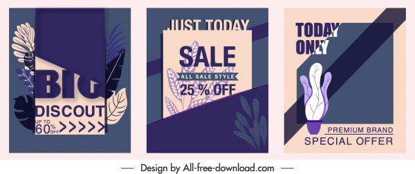 sale poster templates dark retro leaf decor