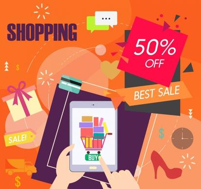 sales banner shopping design elements colored modern design