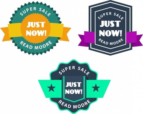 sales labels collection various colorful ribbon design style