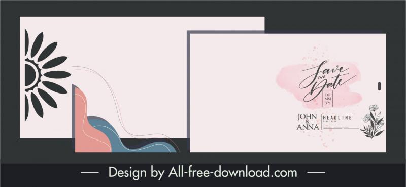 sliding wedding invitation card design elements flat elegant classic nature elements decor