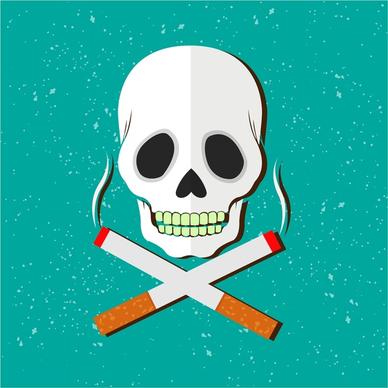 smoking danger warning banner with skull illustration
