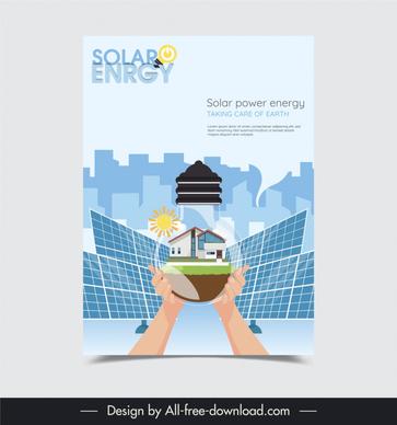 solar power energy poster template hands holding lightbulb 