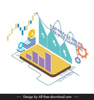 stock exchange data design elements business elements 3d sketch