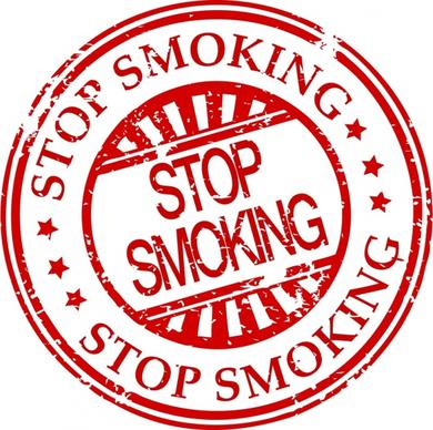 stop smoking seal red flat retro circle design