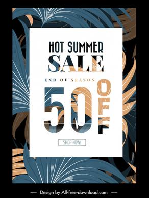 summer sale banner template elegant classical leaves decor
