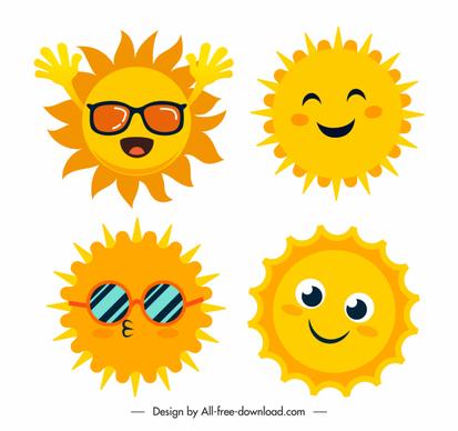 sunny weather elements cute stylized sketch