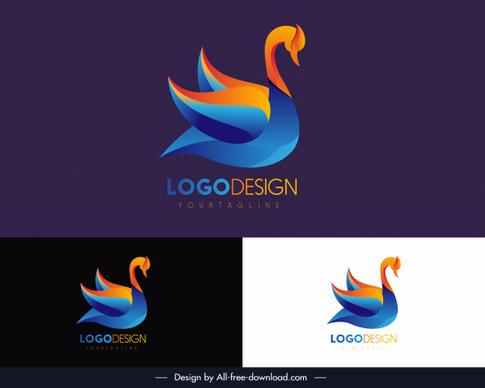 swan logotype modern colorful flat sketch